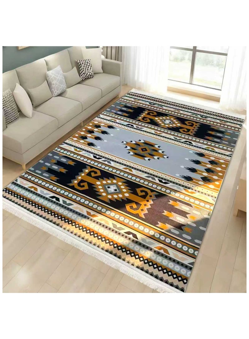 SMART HOME Large padded floor mat with a soft velvet surface and non-slip backing - Living room rug - Majlis rug - Lounge rug - Luxurious decorative rug - Elegant rug with modern patterns for living rooms and majlis - Size 300x200cm - Suitable for everyday use and entertaining - Image 1